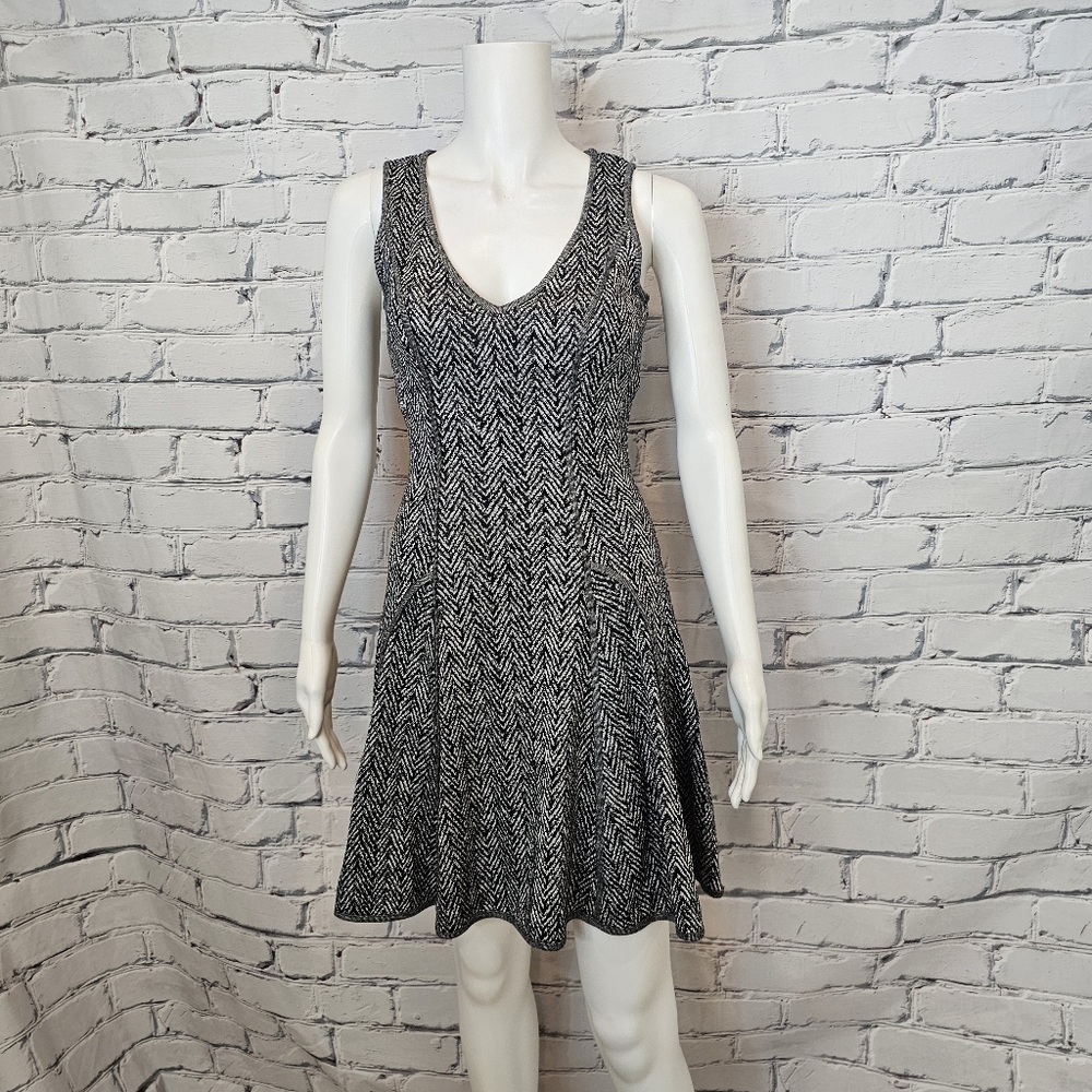 Black Halo Herringbone Knit Mini Dress